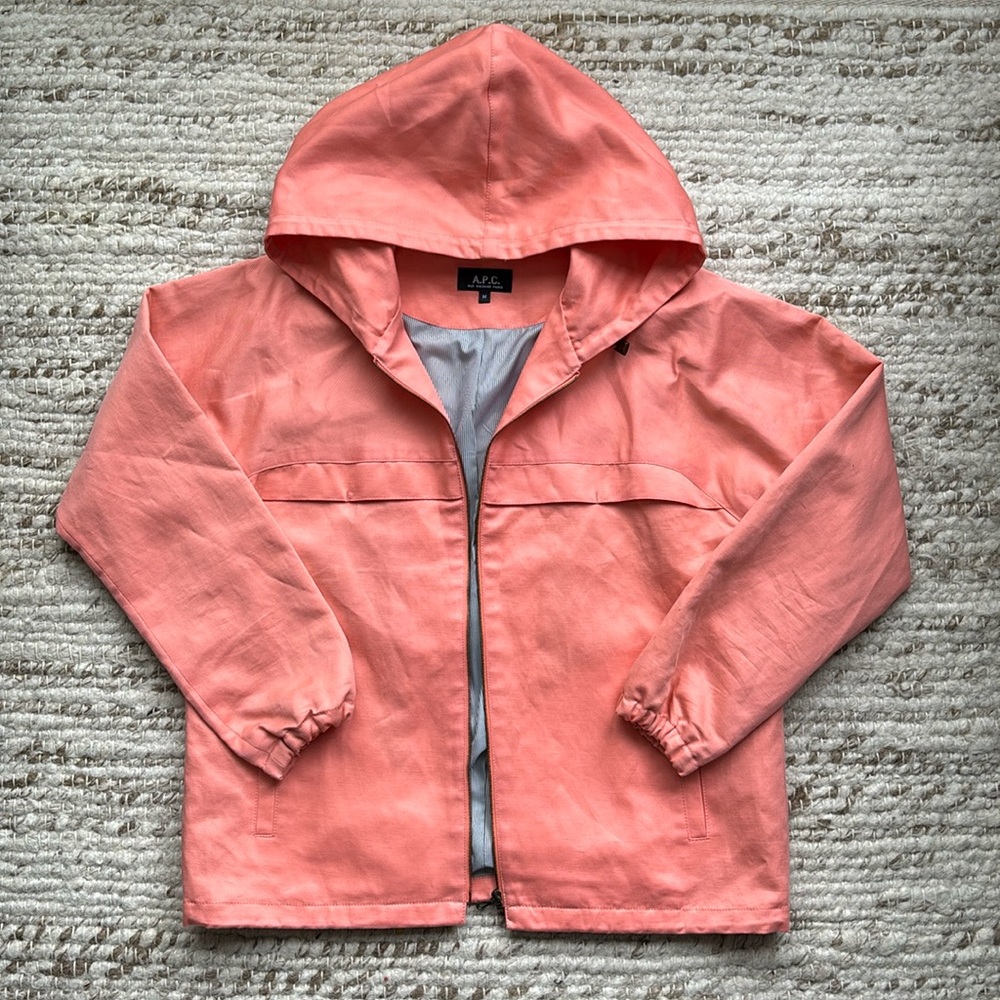 A.P.C. Coral Pink Hooded Bomber Jacket